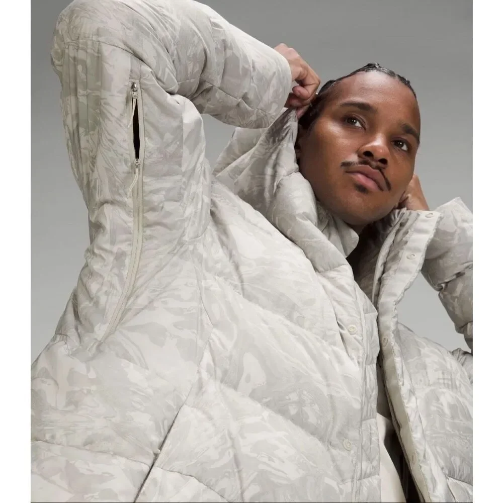 Lululemon Down Jacket Maple Metamorphosis Light Neutral Multi Men’s L Water-Repe